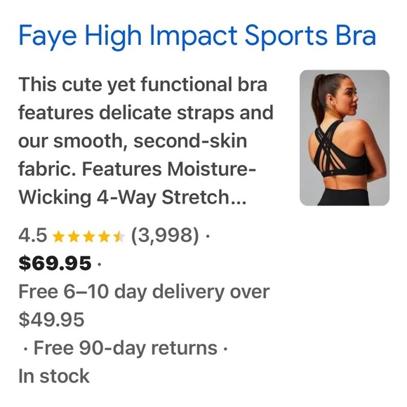 Fabletics Black Faye High Impact Sports Bra Criss Cross Mesh Overlay Workout - Picture 5 of 16